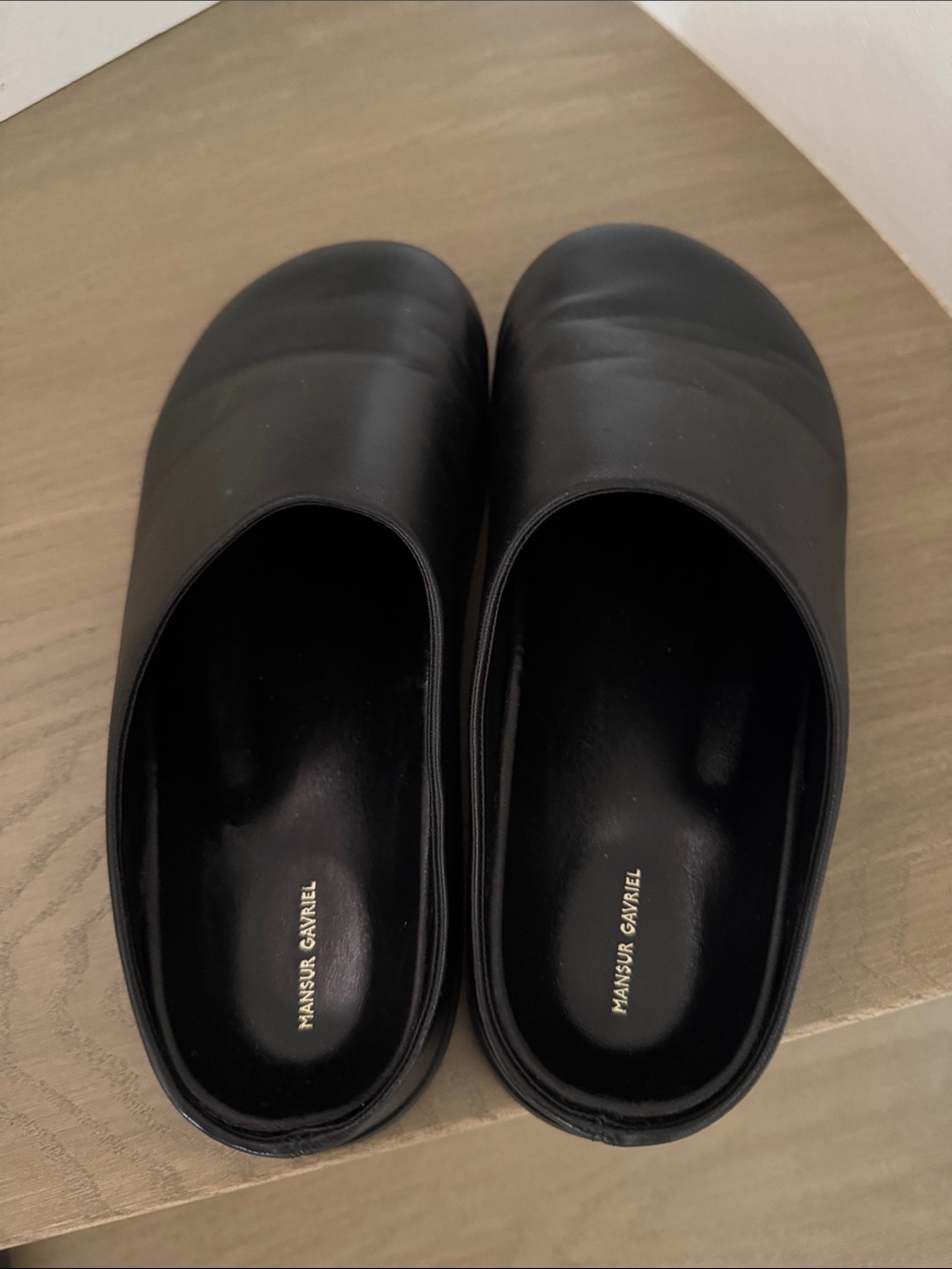 Mansur Gavriel Black Leather Slip-On Clogs
